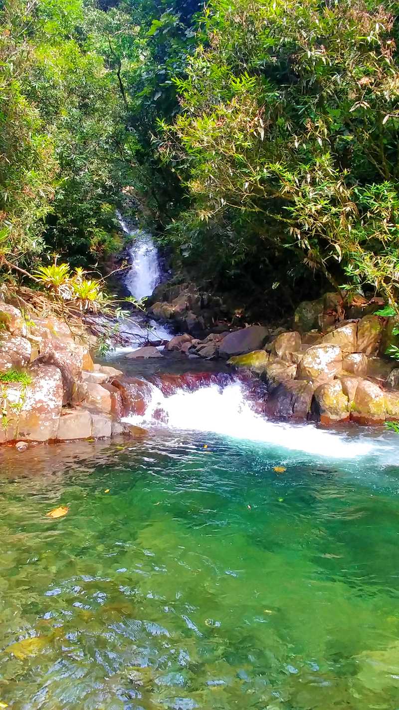 Wanderung zum Wasserfall Cascade Paradis in der Nähe von Basse-Terre auf Guadeloupe