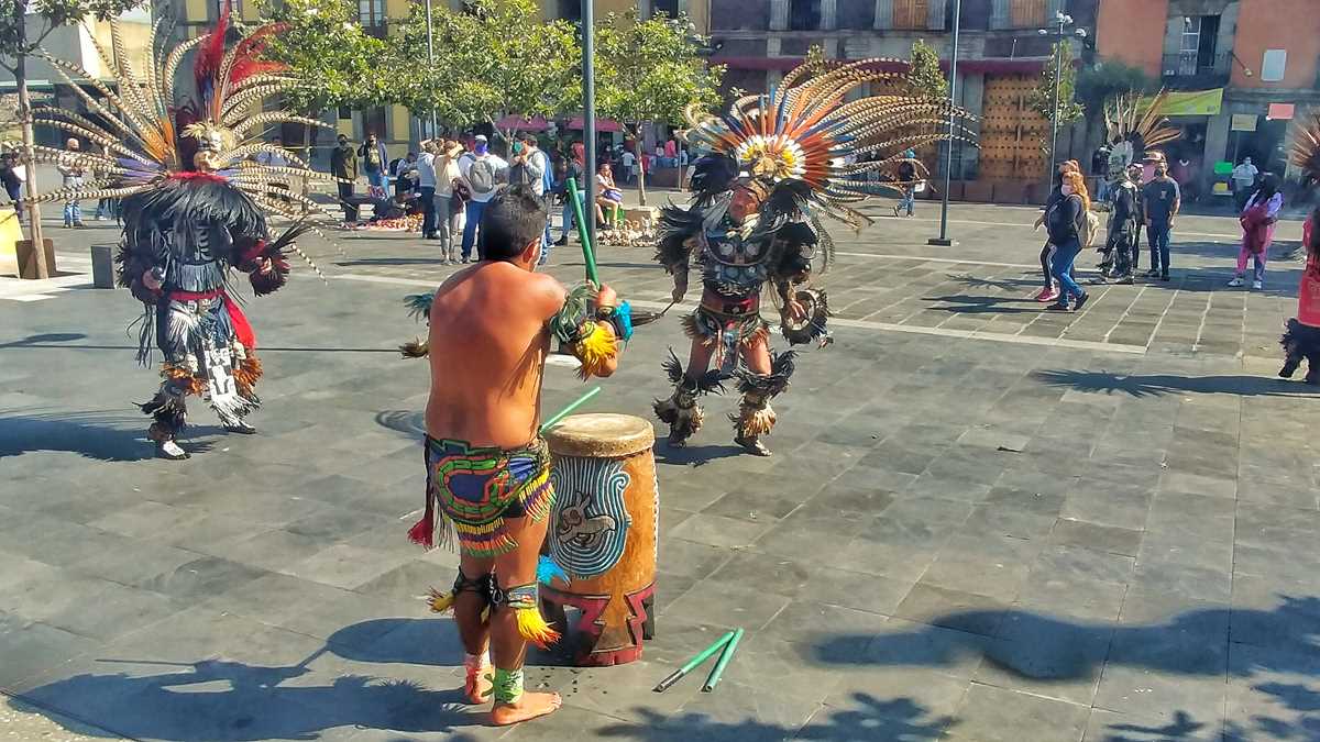 Maya-Zeremonien auf dem Zocalo von Mexico City