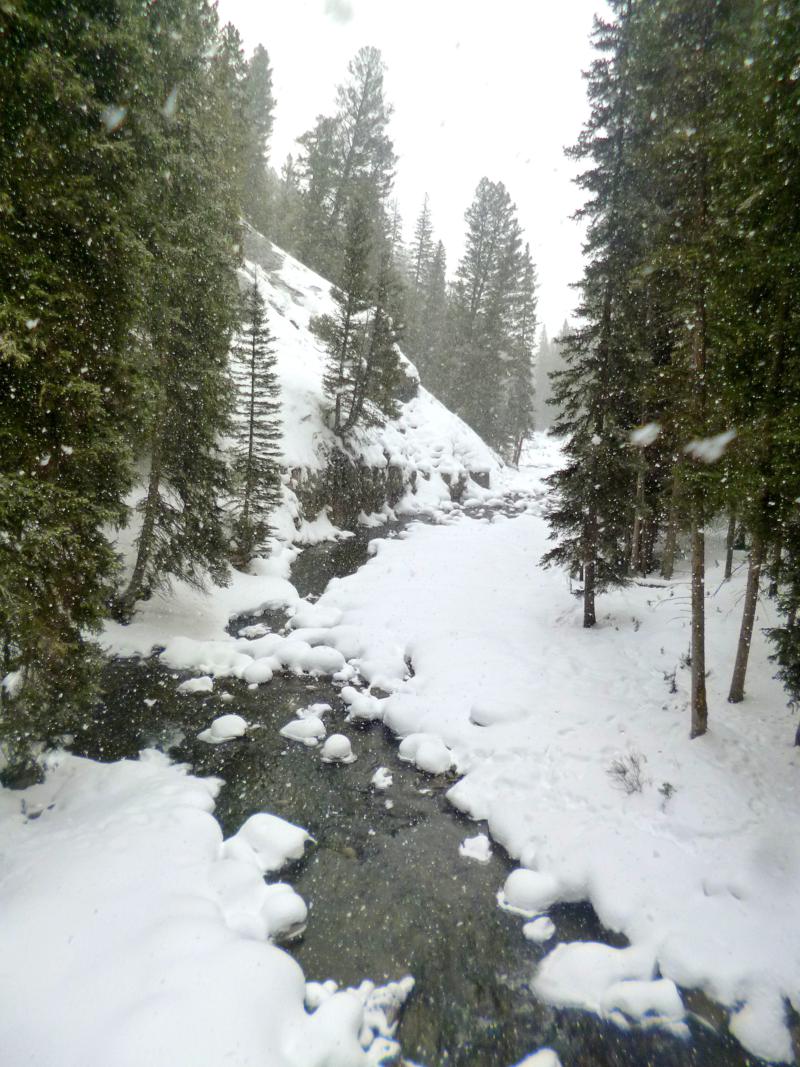 Spaziergang zu den Ousel Falls, eine traumhafte Winterlandschaft in Montana