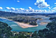 Blick vom Mount Paku auf Pauanui sowie das Tairua Inlet - die wunderschöne Coromandel-Halbinsel
