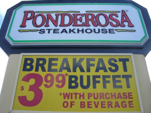 Sehr günstiges Frühstücksbuffet bei Ponderosa in Orlando