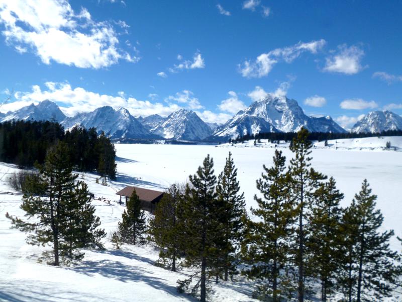Traumhafte Winterlandschaft im Grand Teton National Park in Wyoming in den USA
